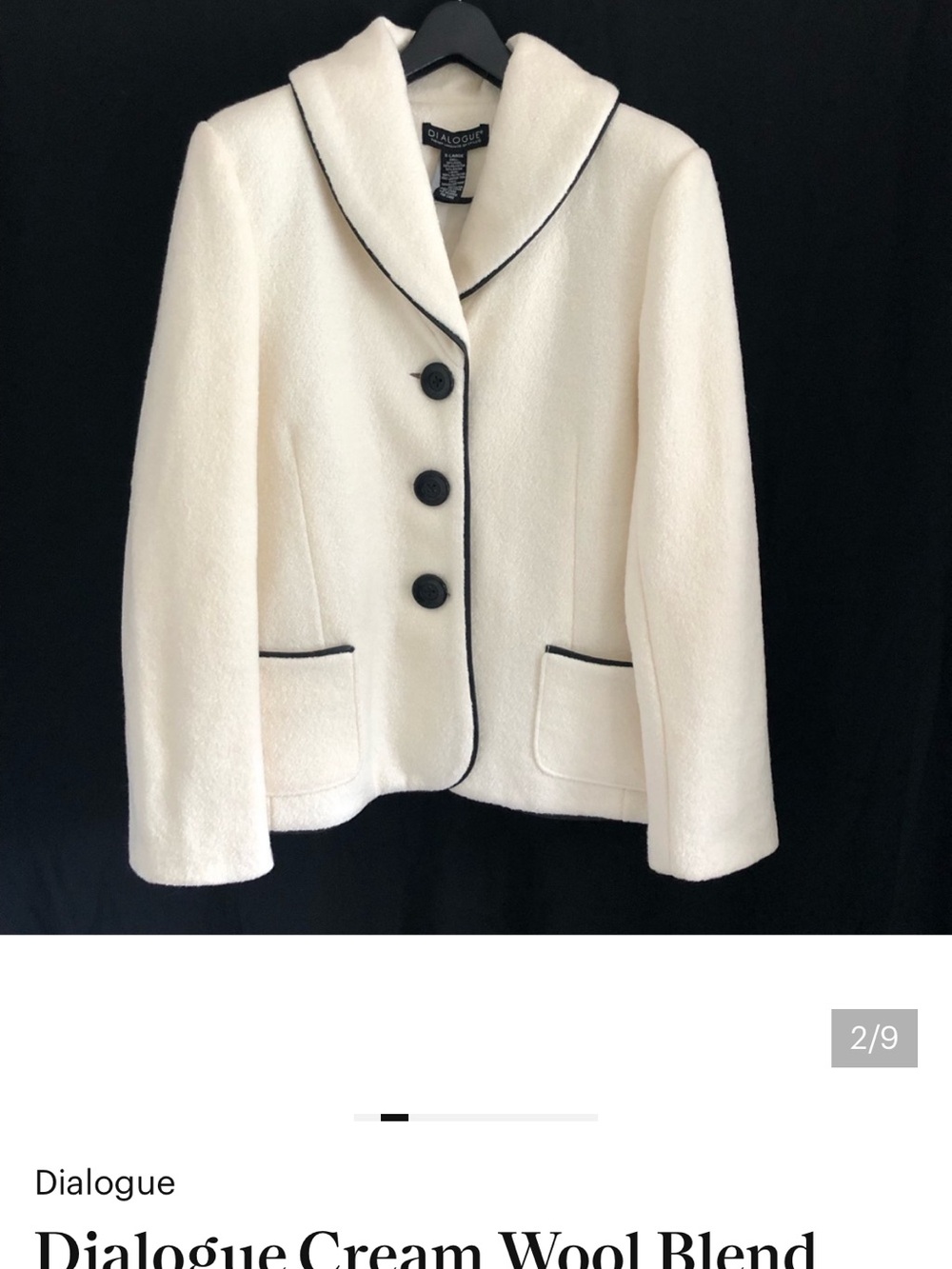 Dialogue Cream Jacket with Black Piping